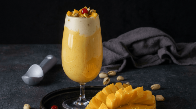 Mango Shake with Nuts.