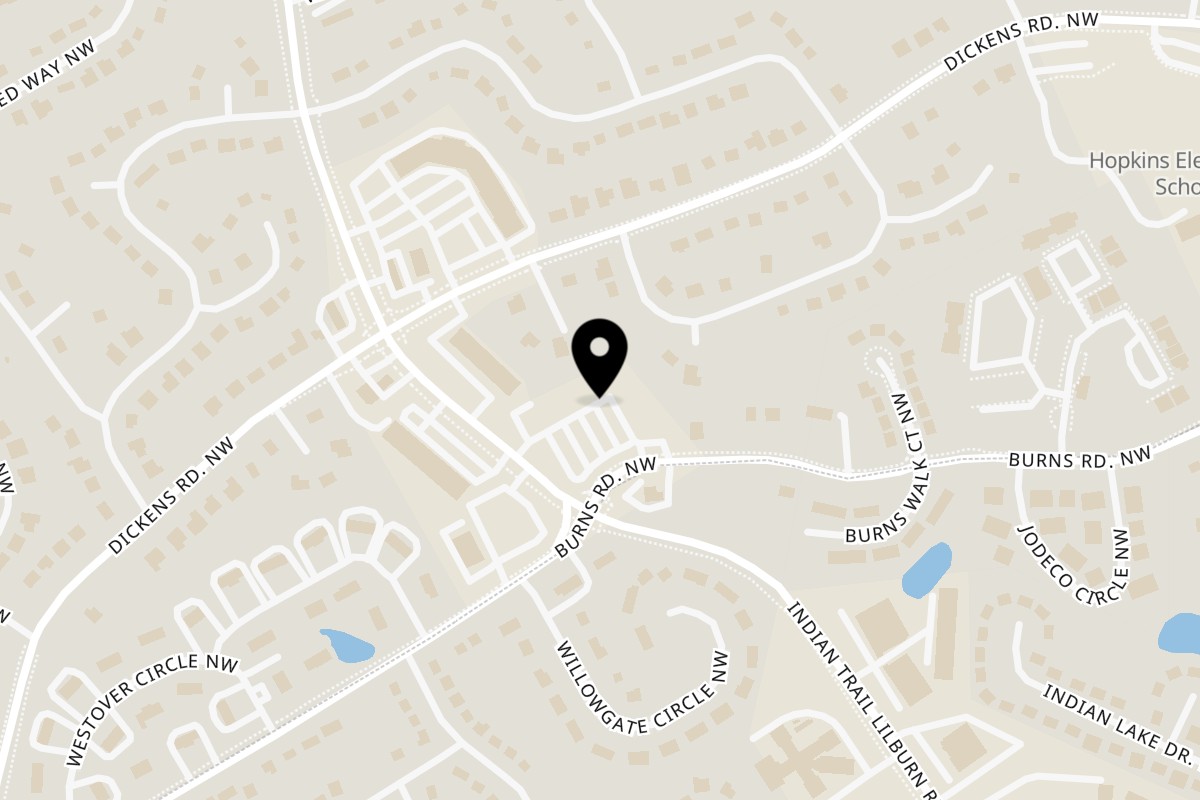 Map showing the location of Kabab Hut on 880 Indian Trail Lilburn Rd NW in Lilburn